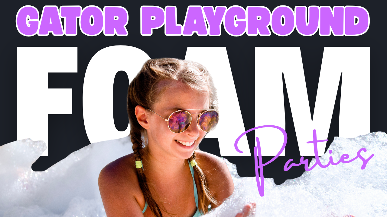 Kids having fun at Gator Playground foam party in Central Florida